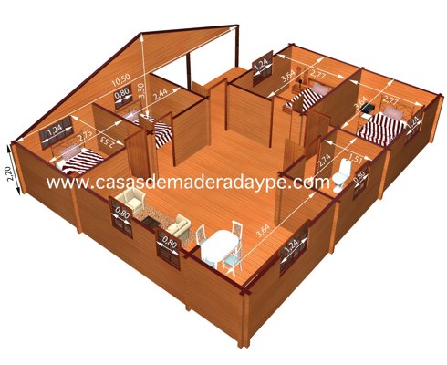 Casas de Madera modelo Kristy 90 m2 Casas de Madera modelo Kristy 90 m2