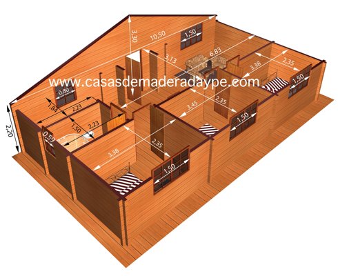Casas de Madera modelo Kristy 63 m2 Casas de Madera modelo Kristy 63 m2