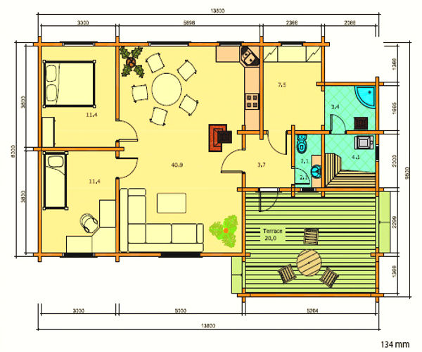 Plano 1 Casa de Madera Britta