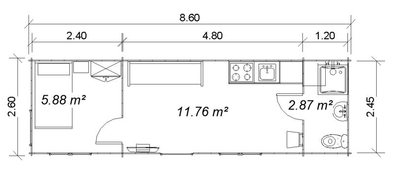 Plano 1 Casa de Madera Heidi Móvil
