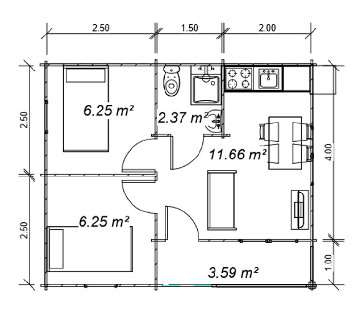Plano 3 Casa de Madera Sunny